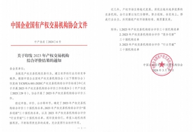 喜報(bào)！貴州陽光產(chǎn)權(quán)交易所獲評(píng)全國產(chǎn)權(quán)交易機(jī)構(gòu)綜合評(píng)價(jià)三十強(qiáng)機(jī)構(gòu)